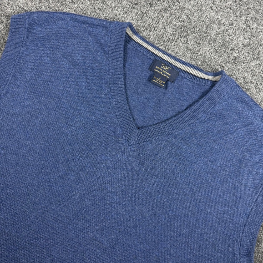 Brooks Brothers 346 Mens Large Blue Supima Cotton V-Neck Sweater Vest 4467-035SW